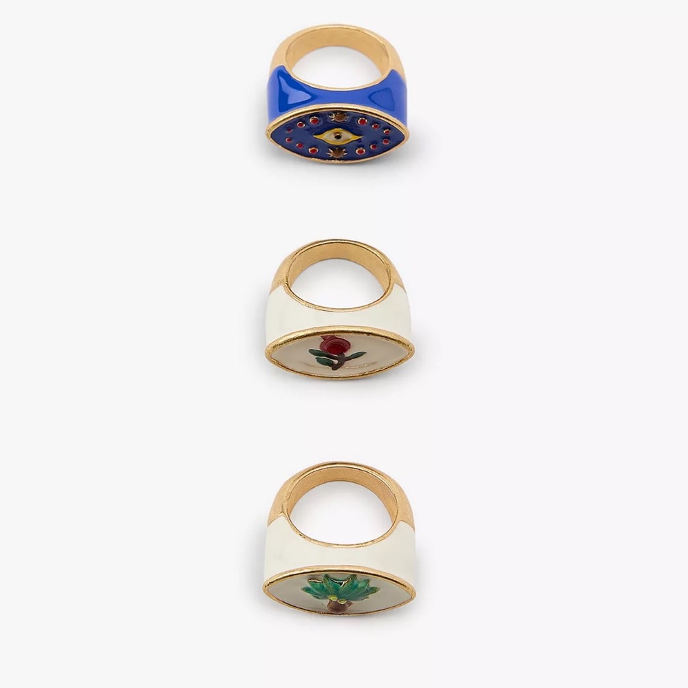 ZARA 3-PACK PALM TREE FLOWER RINGS bloggers favorite - Picture 1 of 5